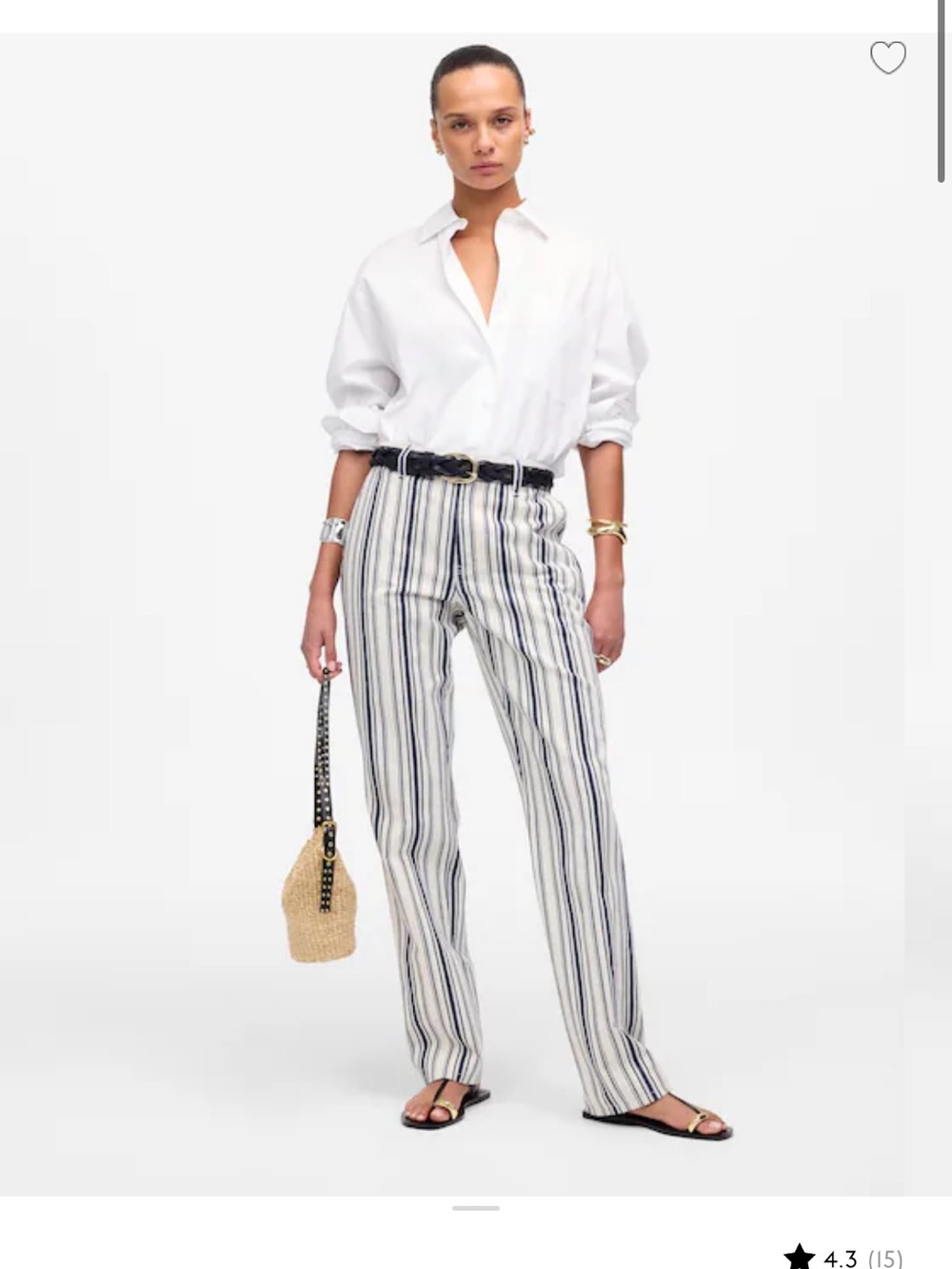Madewell Striped Wide-Leg Linen-Blend Pants in White and Navy